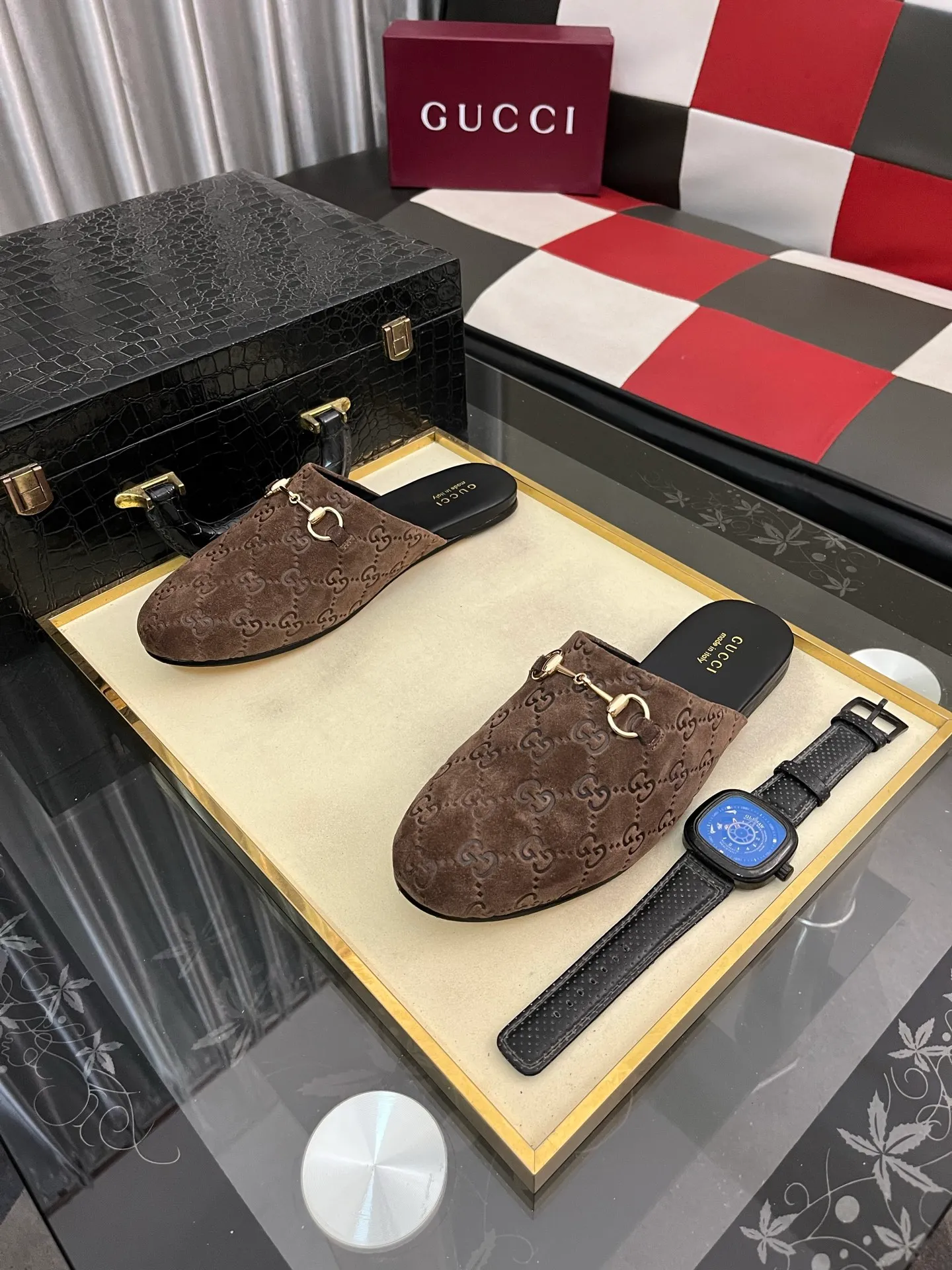 Men's shoes 💰480⌚️⌚️[Gucci] 2024 new season half-slip men's shoes, made of Italian imported first-layer frosted cowhide➕sheepskin lining, original hardware buckle, original combination wear-resistant outsole, real shot 🎬 Very comfortable on the feet, size 36-44
